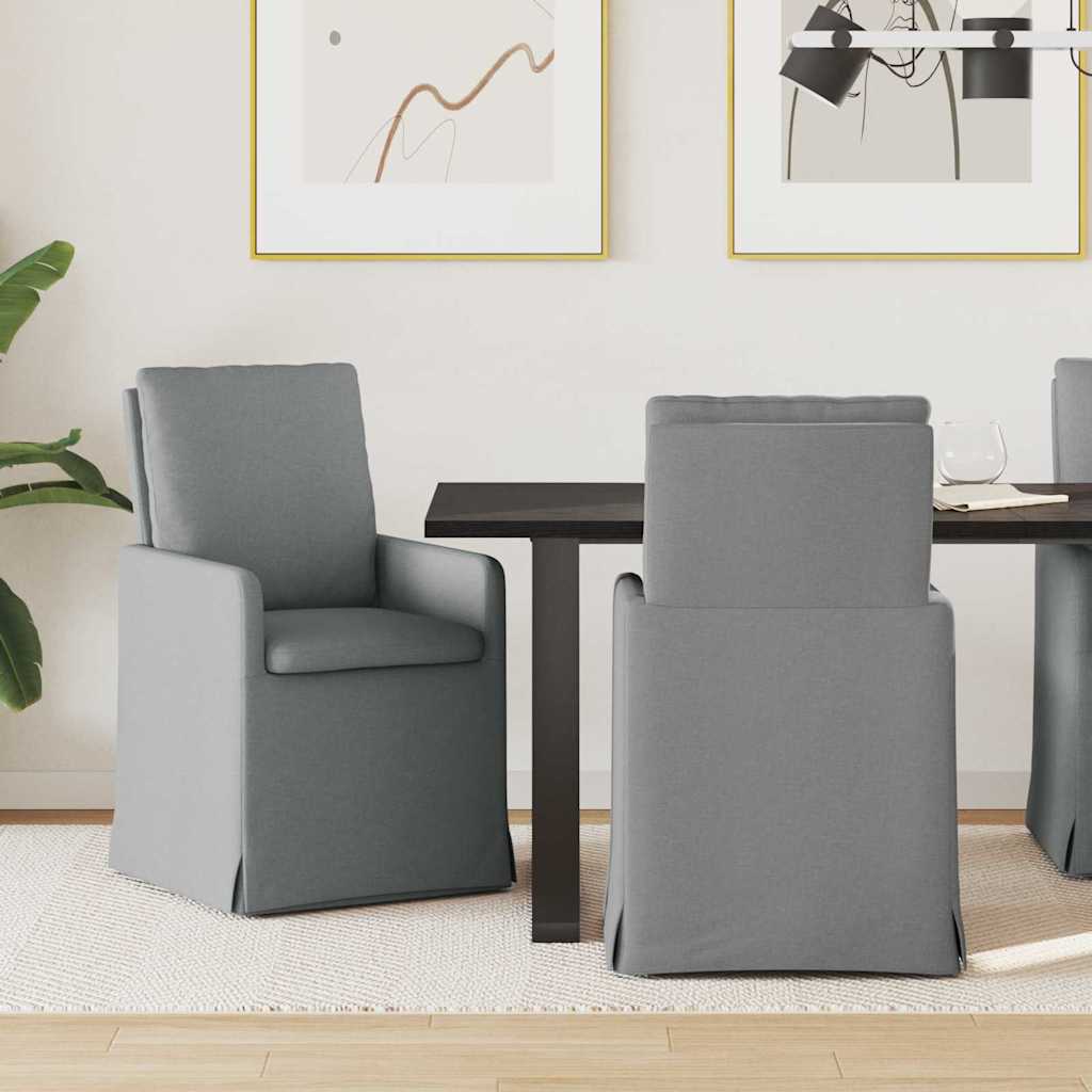 Καρέκλες φαγητού 2 pcs Ανοιχτό γκρι 57 x 67 x 98 εκ ύφασμα