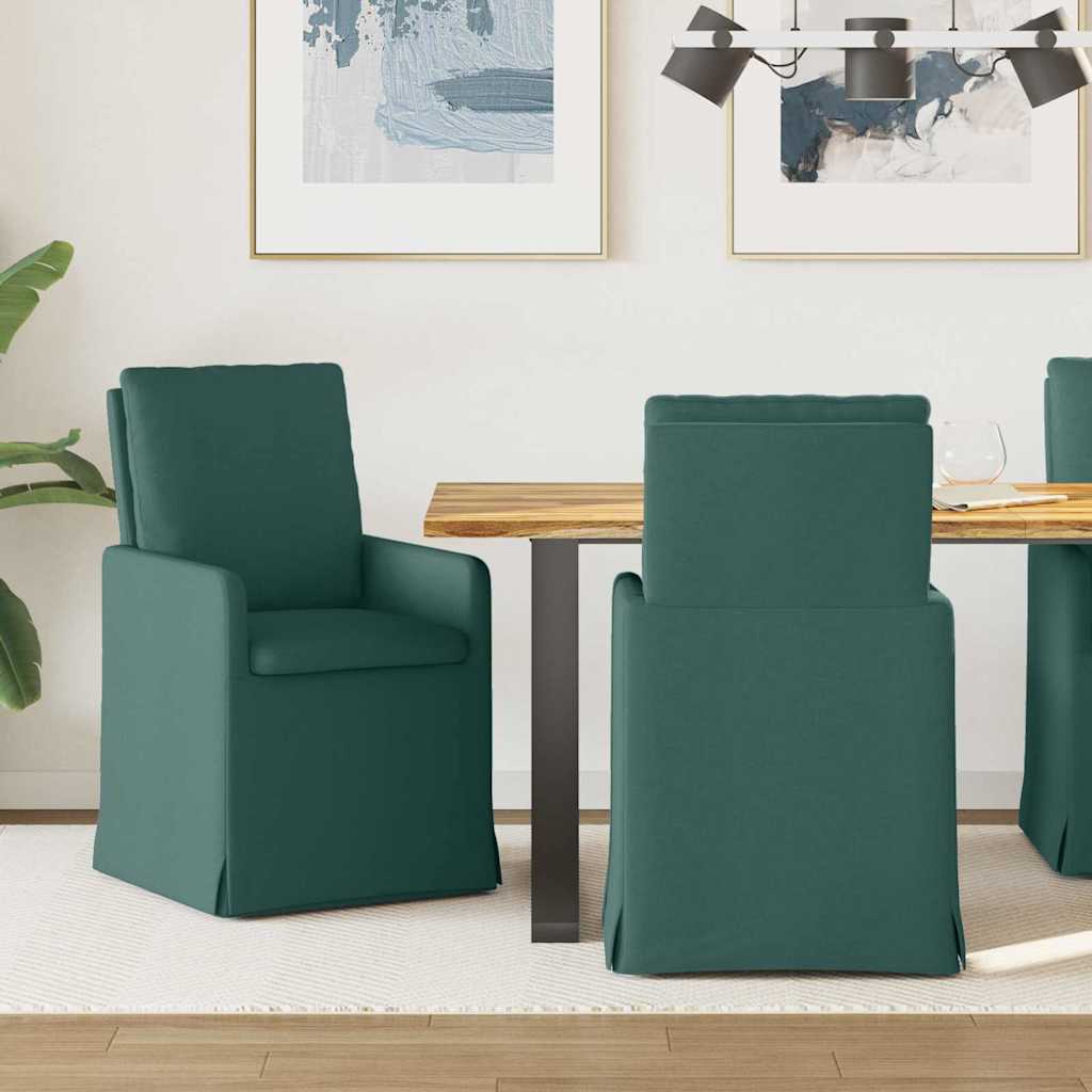 Καρέκλες φαγητού 2 pcs Σκούρο πράσινο 57 x 67 x 98 εκ ύφασμα