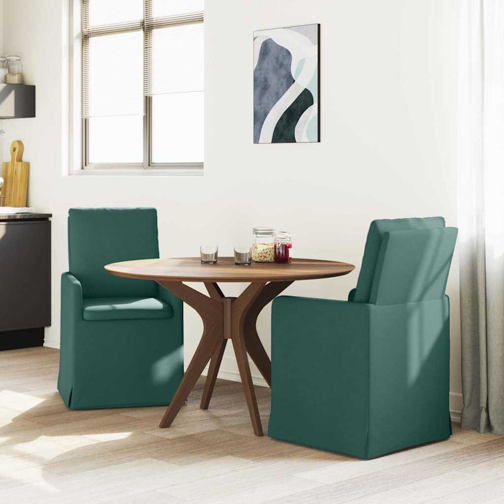 Καρέκλες φαγητού 2 pcs Σκούρο πράσινο 57 x 67 x 98 εκ ύφασμα