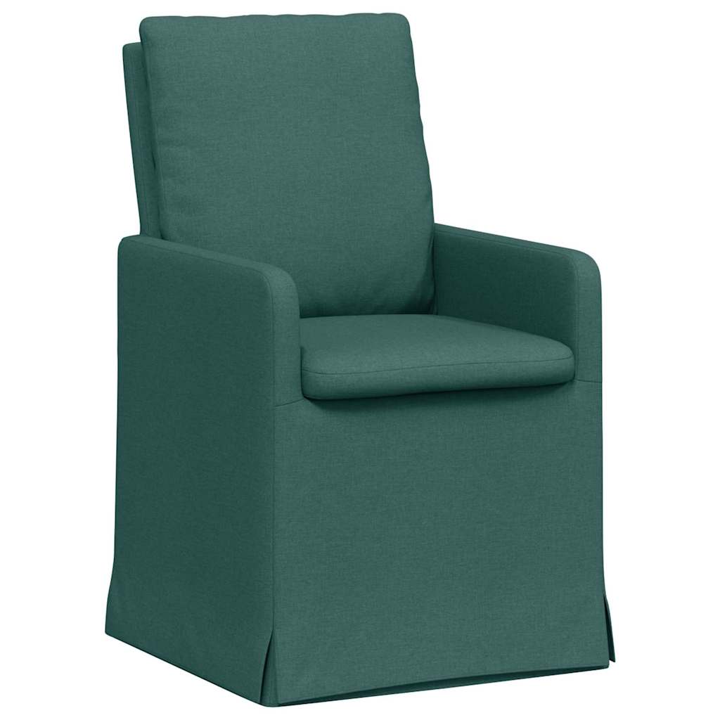 Καρέκλες φαγητού 2 pcs Σκούρο πράσινο 57 x 67 x 98 εκ ύφασμα