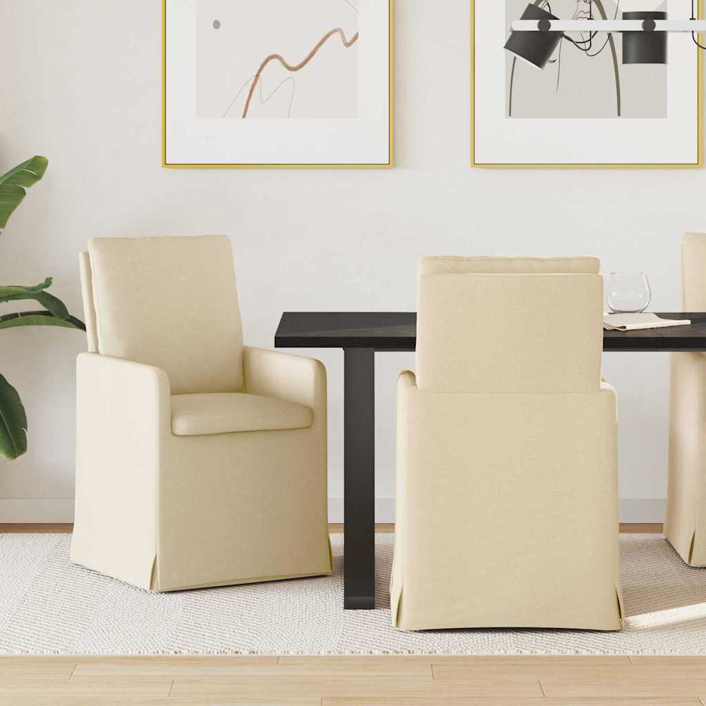 Καρέκλες φαγητού 2 pcs Κρεμ 57 x 67 x 98 εκ ύφασμα - Pakobazaar