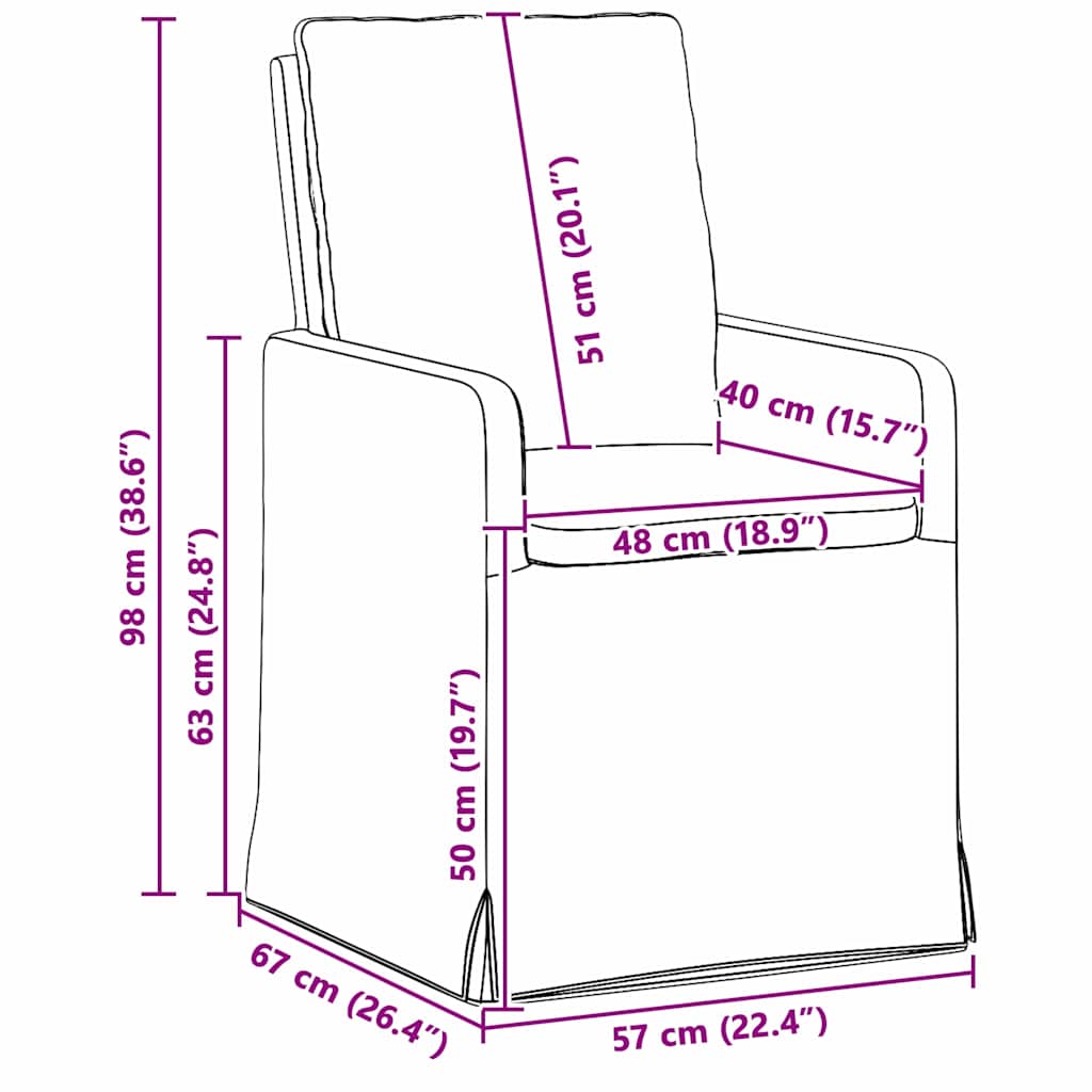 Καρέκλες φαγητού 2 pcs Μπλε 57 x 67 x 98 εκ ύφασμα