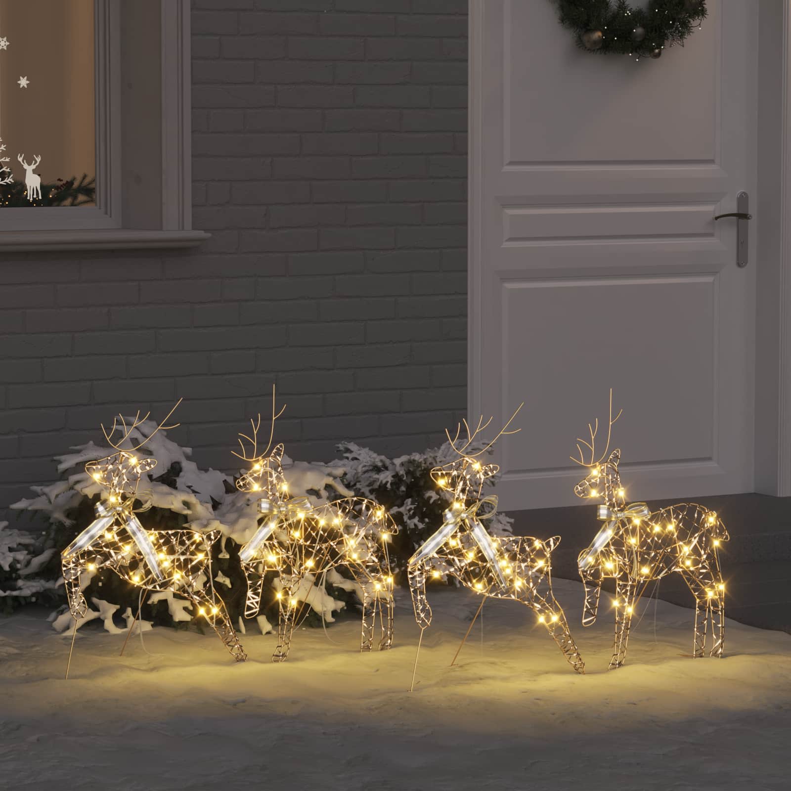 LED Ελάφια με 80 LED 4 pcs Χρυσό PET