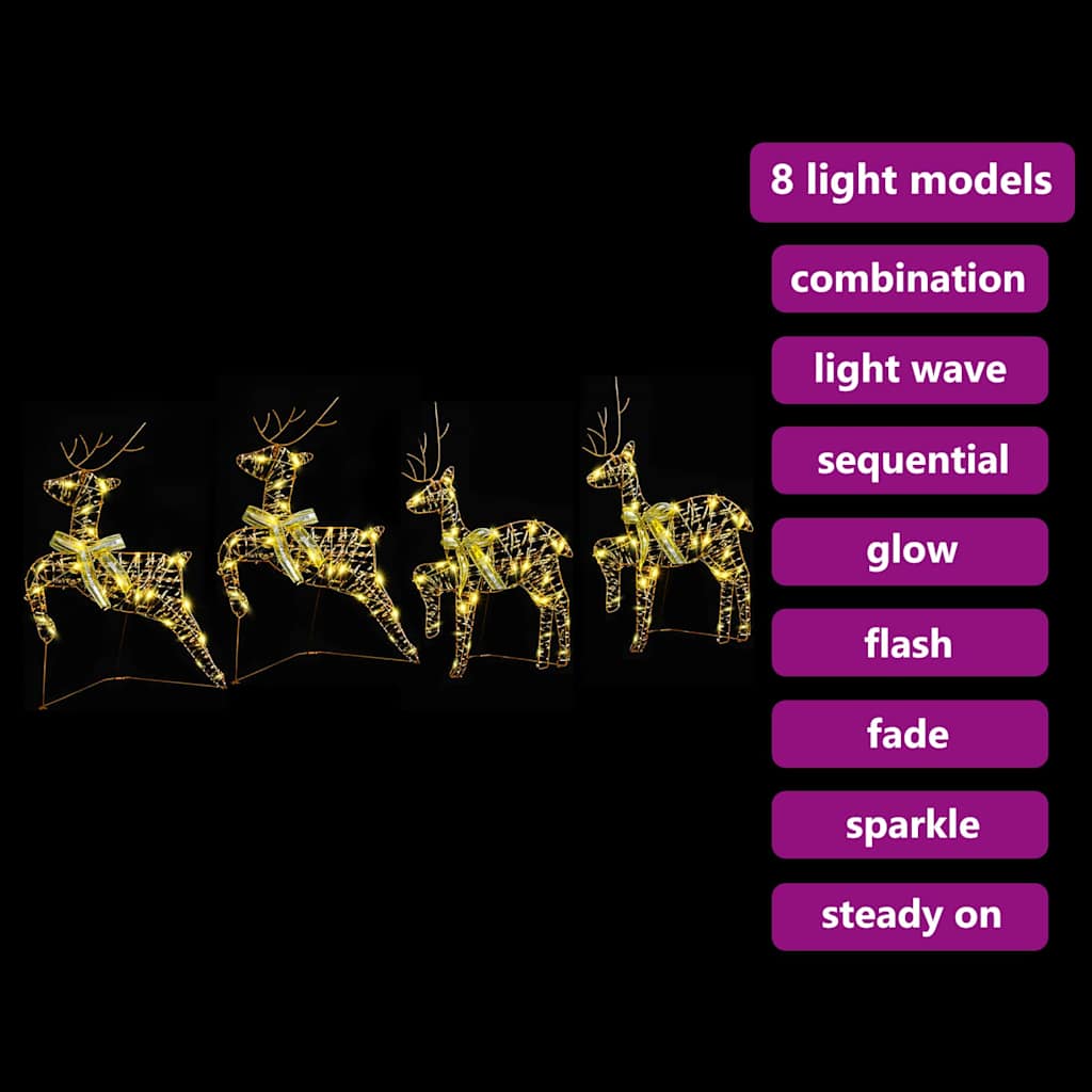 LED Ελάφια με 80 LED 4 pcs Χρυσό PET