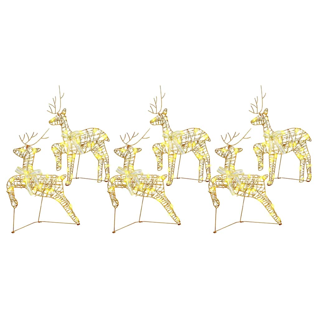 LED Ελάφια με 180 LED 6 pcs Χρυσό PET