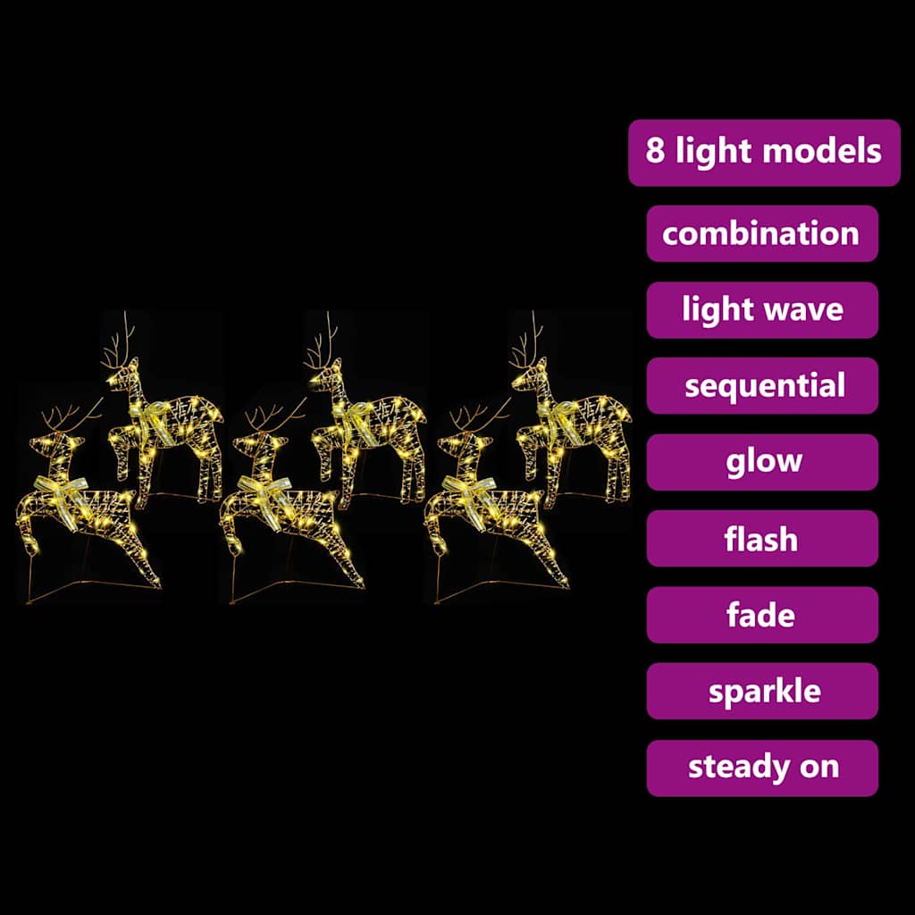 LED Ελάφια με 180 LED 6 pcs Χρυσό PET