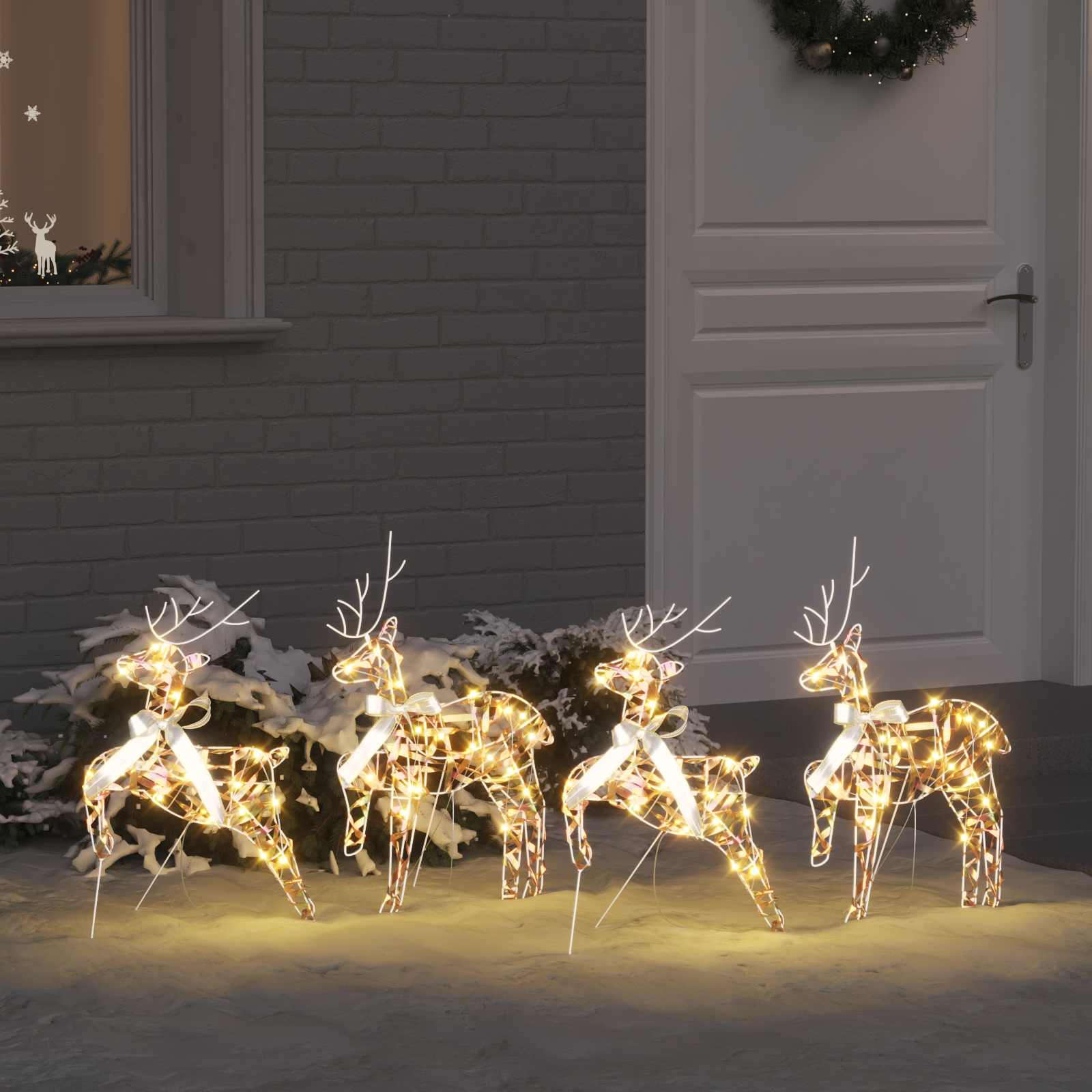 LED Ελάφια 4 τμχ. 80 LED Πολύχρωμο 44 x 18 x 65,5 εκ PET