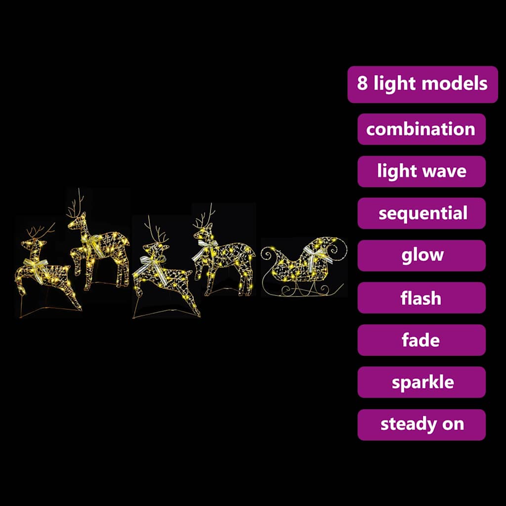 LED Ελάφια με 40 LED 5 pcs Χρυσό PET