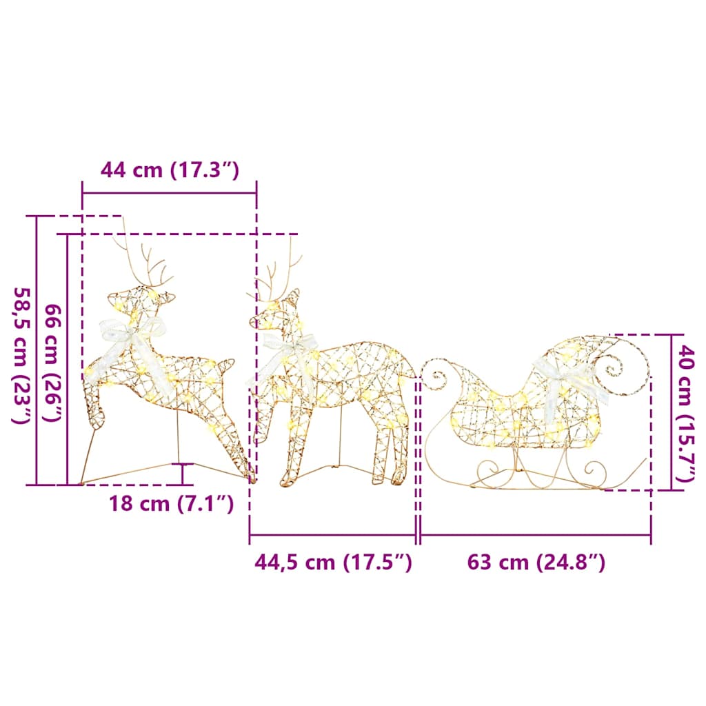 LED Ελάφια με 40 LED 5 pcs Χρυσό PET