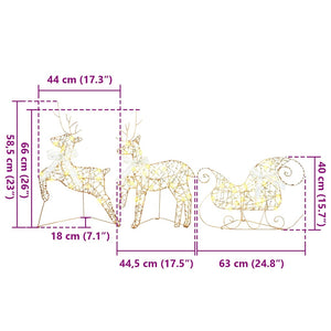 LED Ελάφια 5 τμχ. 40 LED Χρυσό 44 x 18 x 65,5 εκ PET