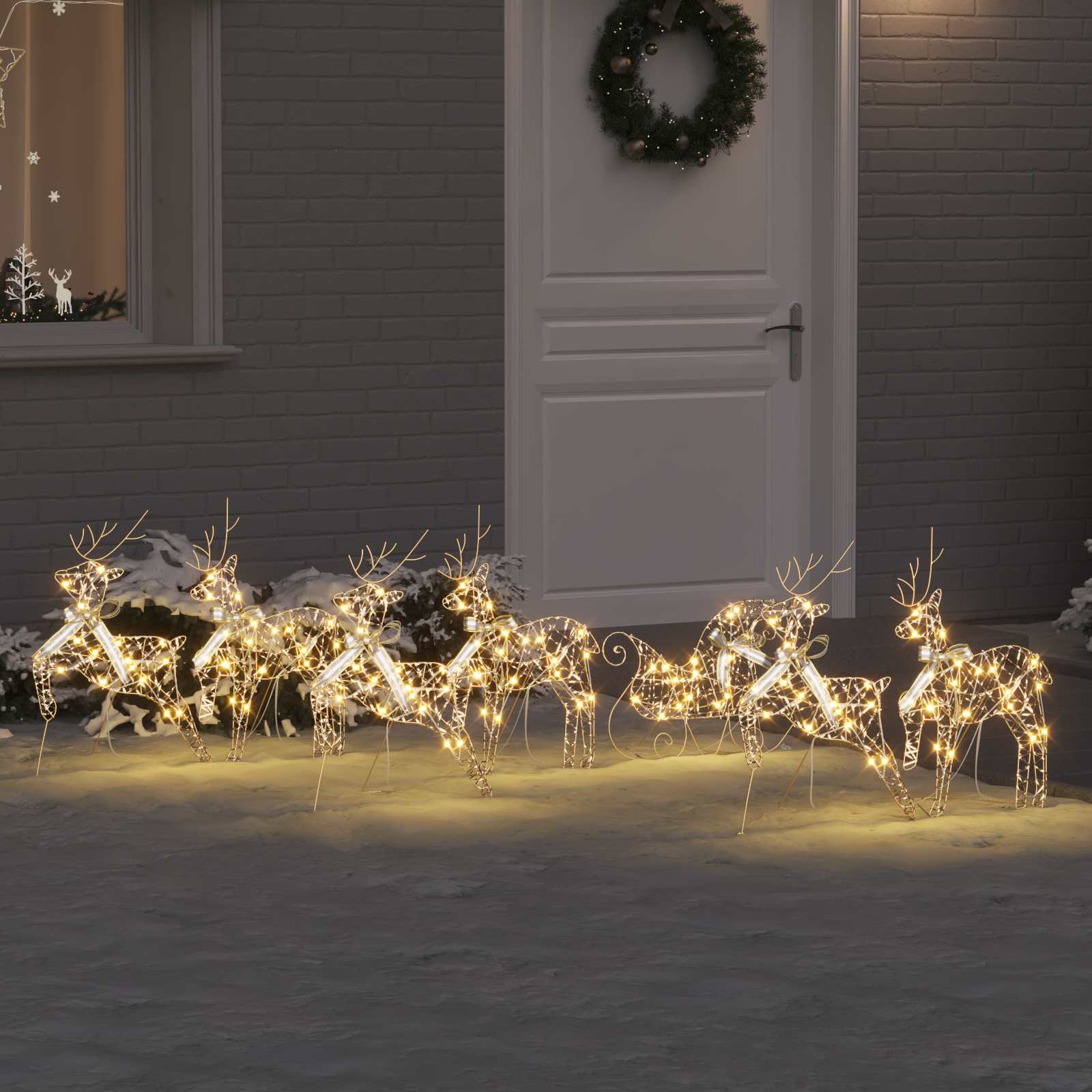 LED Ελάφια με 40 LED 7 pcs Χρυσό PET