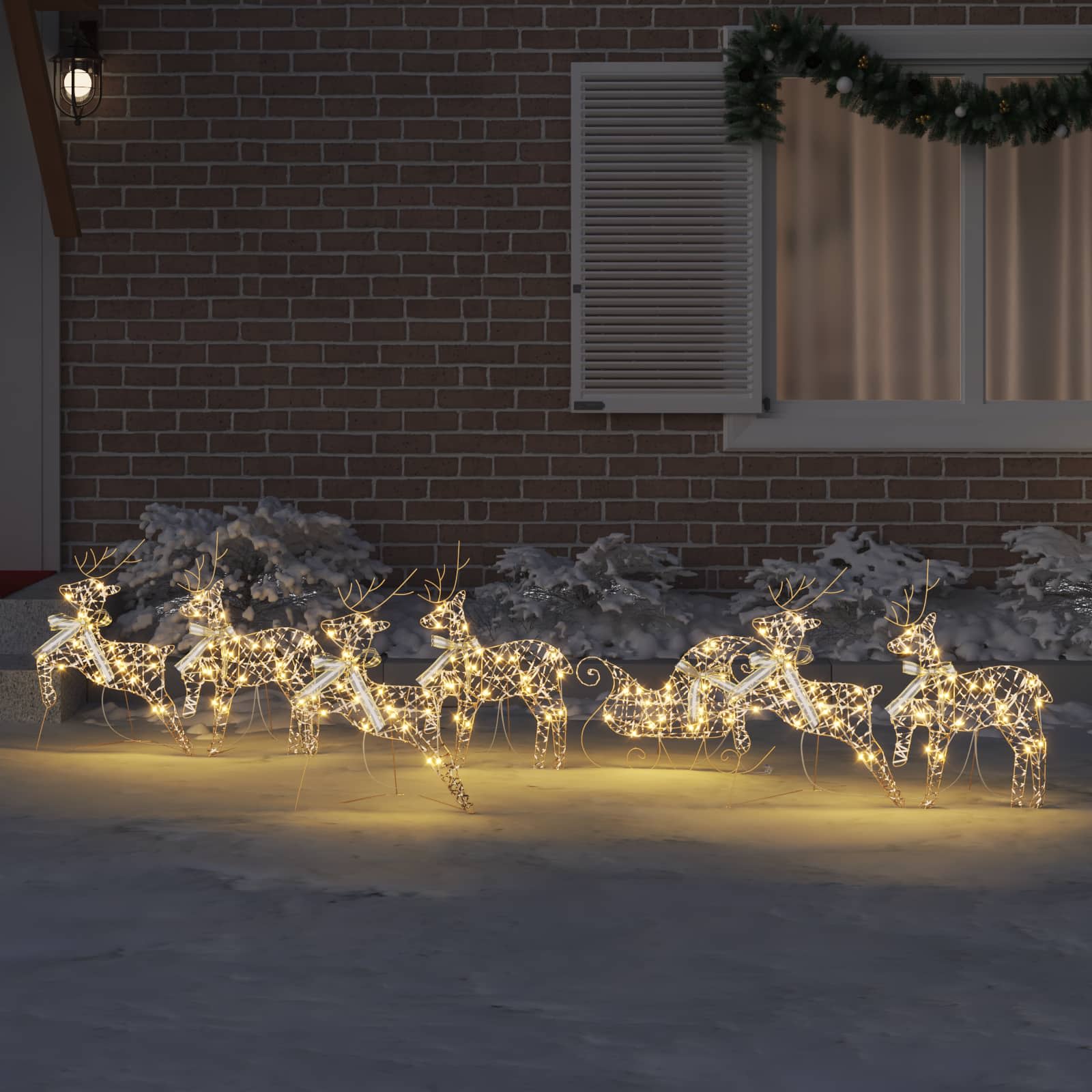 LED Ελάφια με 40 LED 7 pcs Χρυσό PET