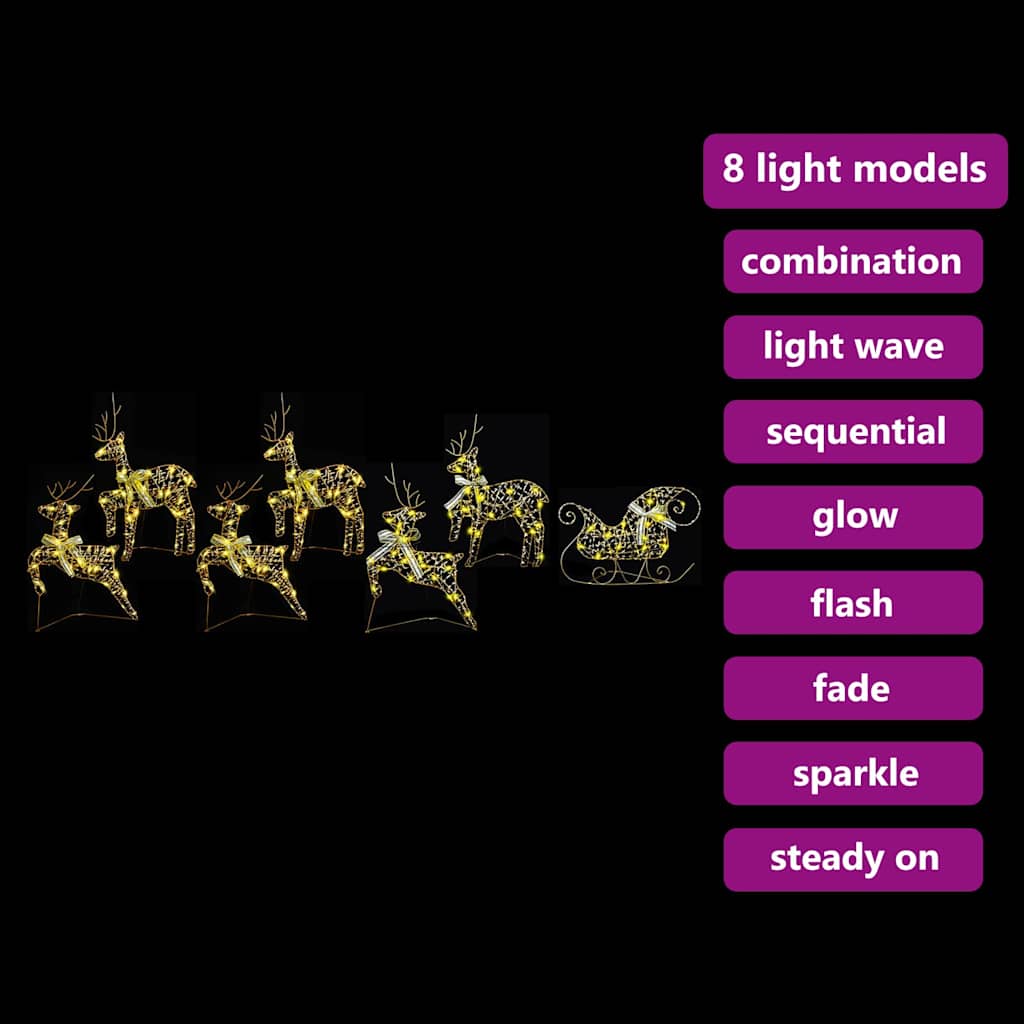 LED Ελάφια με 40 LED 7 pcs Χρυσό PET