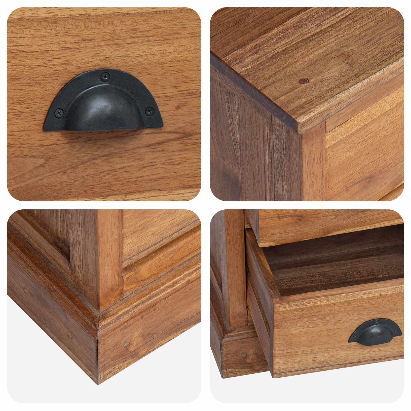 Κομοδίνο με συρτάρι Φυσικό 40 x 30 x 50 cm Στερεό Ξύλο Τίκ - Pakobazaar
