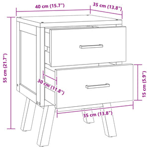 Κομοδίνο με συρτάρι Φυσικό 40 x 35 x 55 εκ Στερεό Ξύλο Τίκ - Pakobazaar