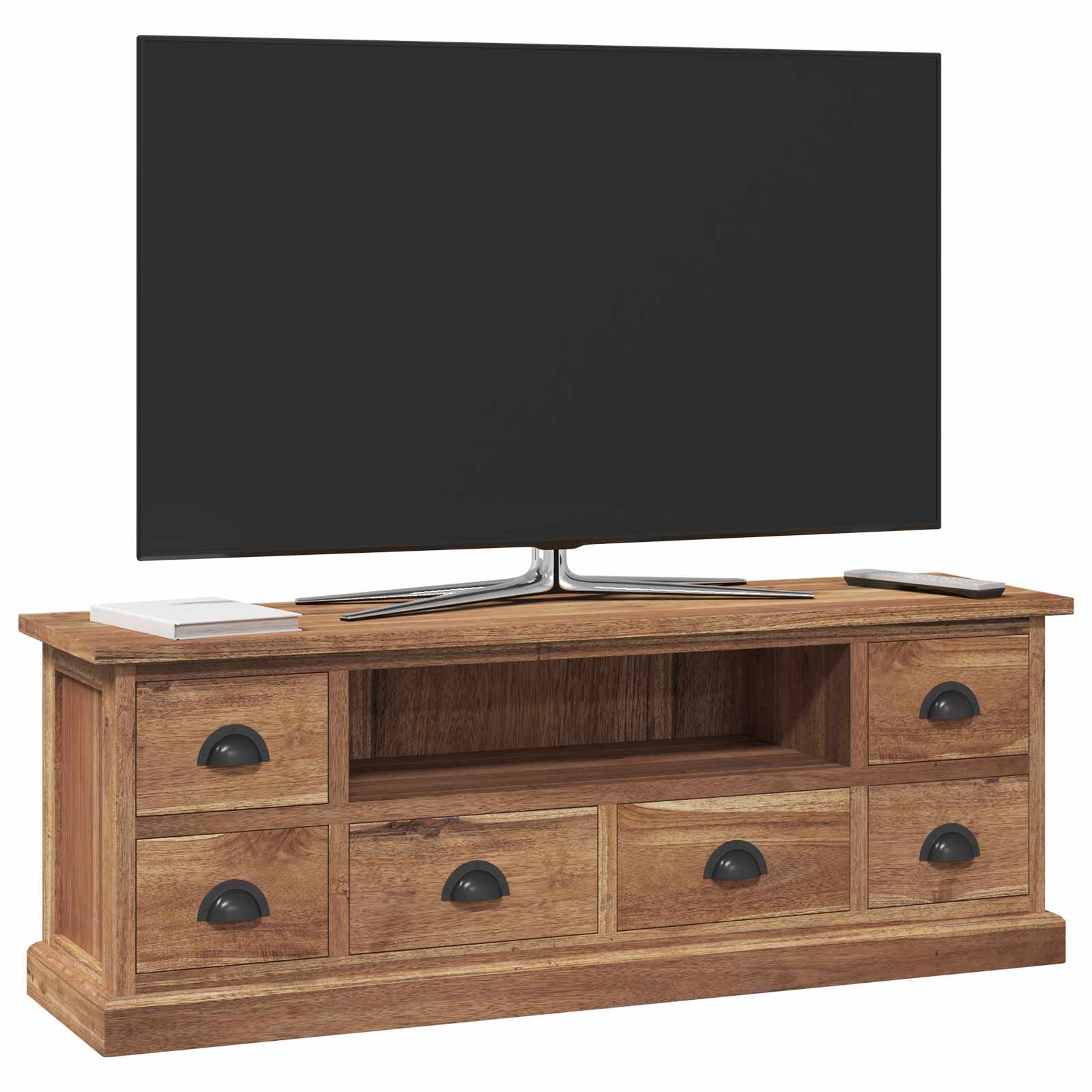 Βάση TV με συρτάρι Φυσικό 110 x 30 x 40 cm Στερεό Ξύλο Τίκ