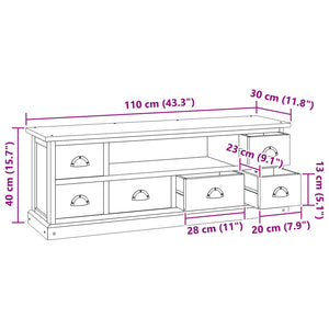 Βάση TV 110 x 30 x 40 cm Φυσικό Στερεό Ξύλο Τίκ