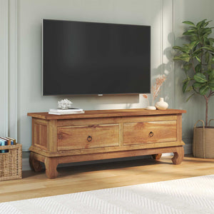 Βάση TV με συρτάρι Φυσικό 110 x 35 x 40 εκ Στερεό Ξύλο Τίκ - Pakobazaar