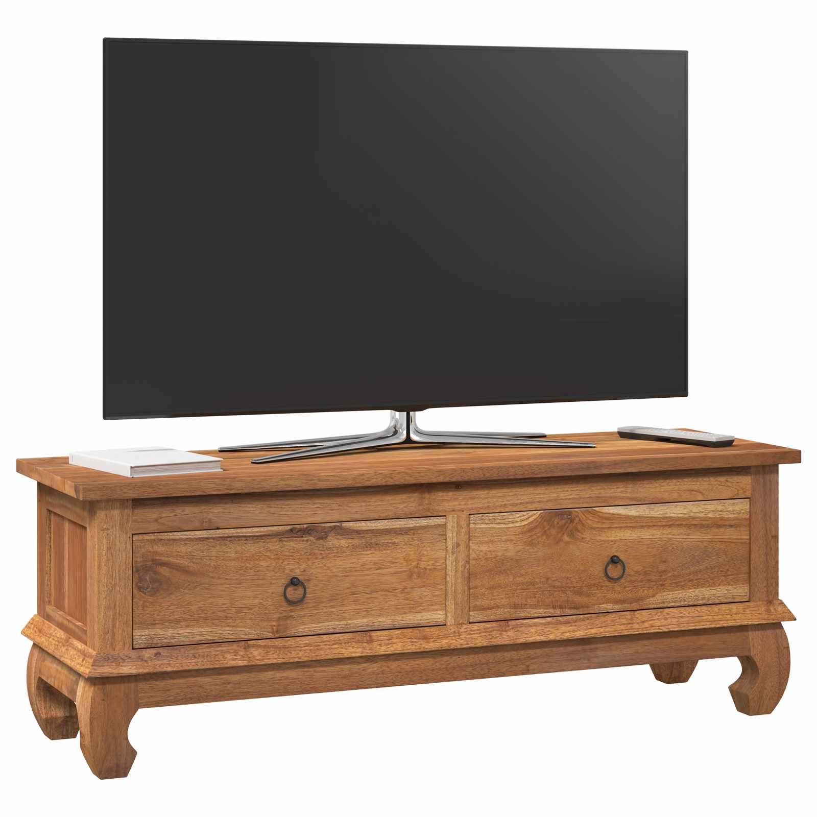 Βάση TV με συρτάρι Φυσικό 110 x 35 x 40 εκ Στερεό Ξύλο Τίκ - Pakobazaar