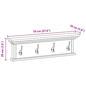 Κρεμάστρα Τοίχου Φυσικό 70 x 10 x 20 cm Στερεό Ξύλο Τίκ - Pakobazaar