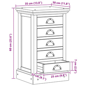Κουτί με συρτάρια Φυσικό 35 x 30 x 60 cm Στερεό Ξύλο Τίκ