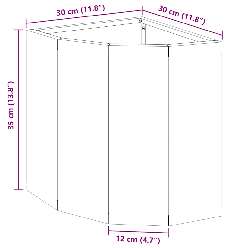 Γωνιακό Ροδόδεντρο Ανθρακί 30 x 30 x 35 εκ Ατσάλι