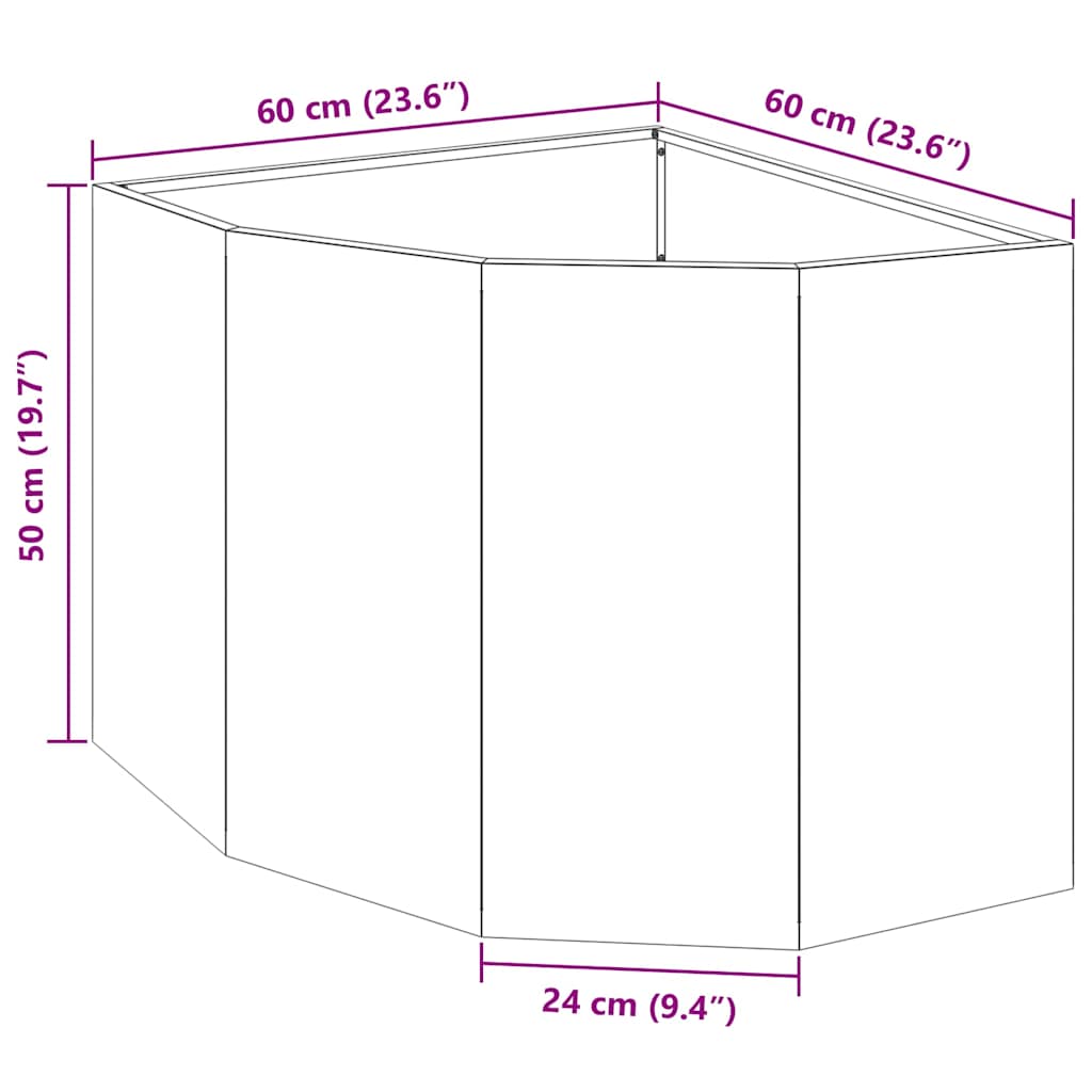 Γωνιακό Ροδόδεντρο Μαύρο 60 x 60 x 50 εκ Ατσάλι