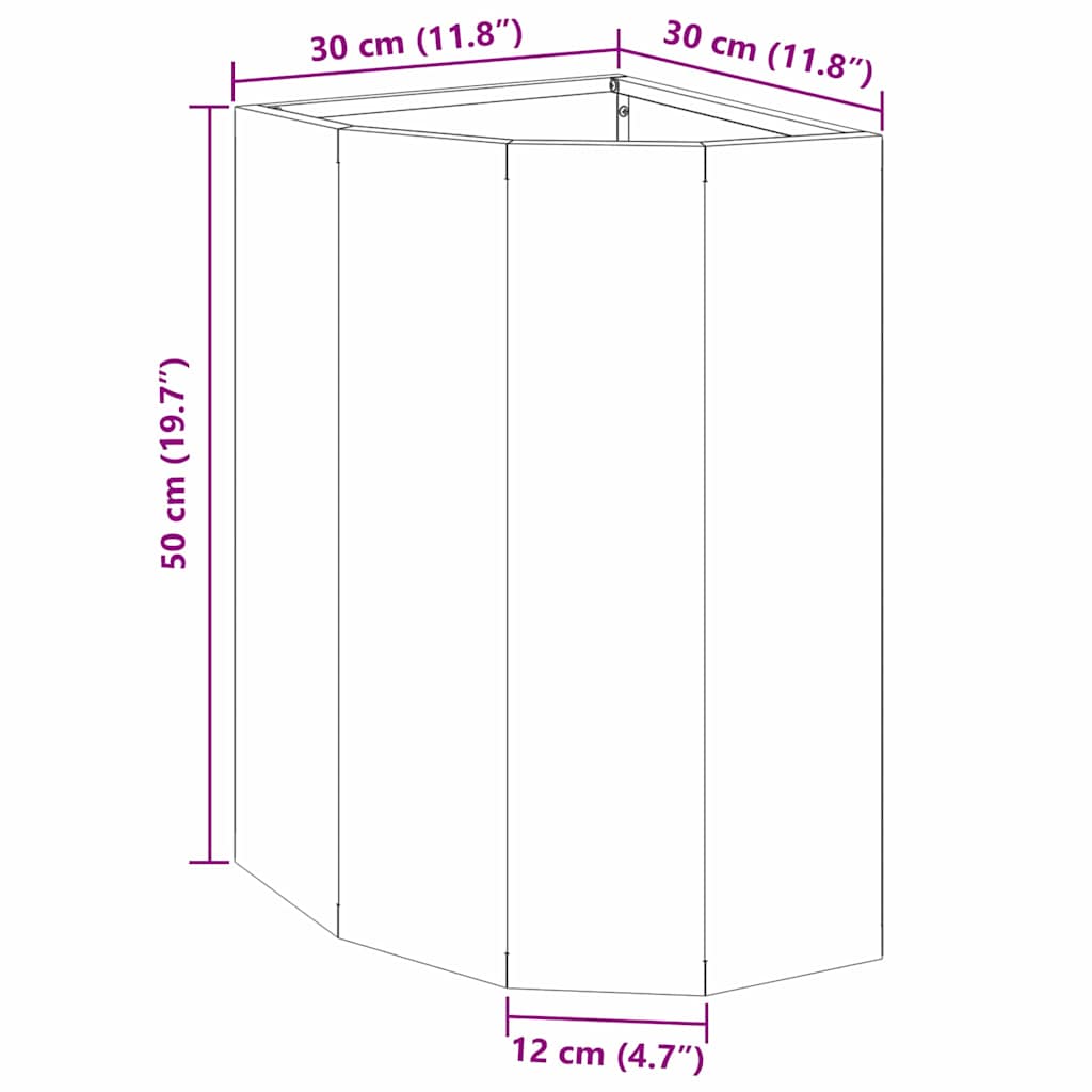 Γωνιακό Ροδόδεντρο Ασημί 30 x 30 x 50 cm Ανοξείδωτο ατσάλι