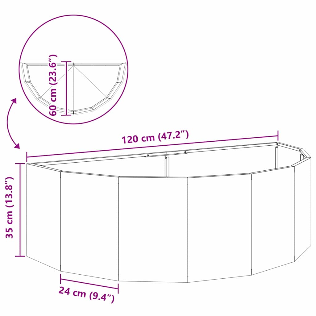 Γλάστρα Ασημί 120 x 60 x 35 cm Επικαλυμμένος Χάλυβας