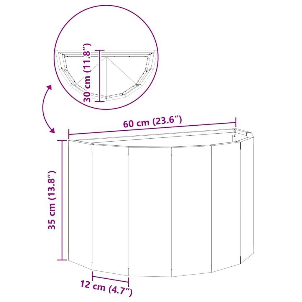 Γλάστρα Ασημί 60 x 30 x 35 εκ Επικαλυμμένος Χάλυβας
