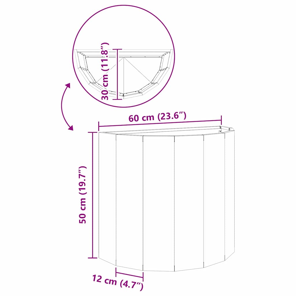 Γλάστρα Ανθρακί 60 x 30 x 50 εκ. Ατσάλι