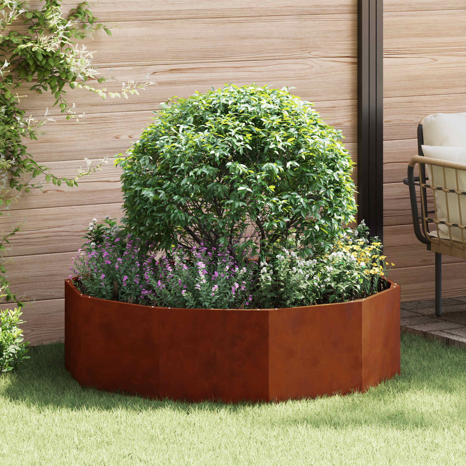 Γλάστρα Σκ rusty 120 x 120 x 35 εκ Ατσάλι Σκληρυθέν στον Αέρα