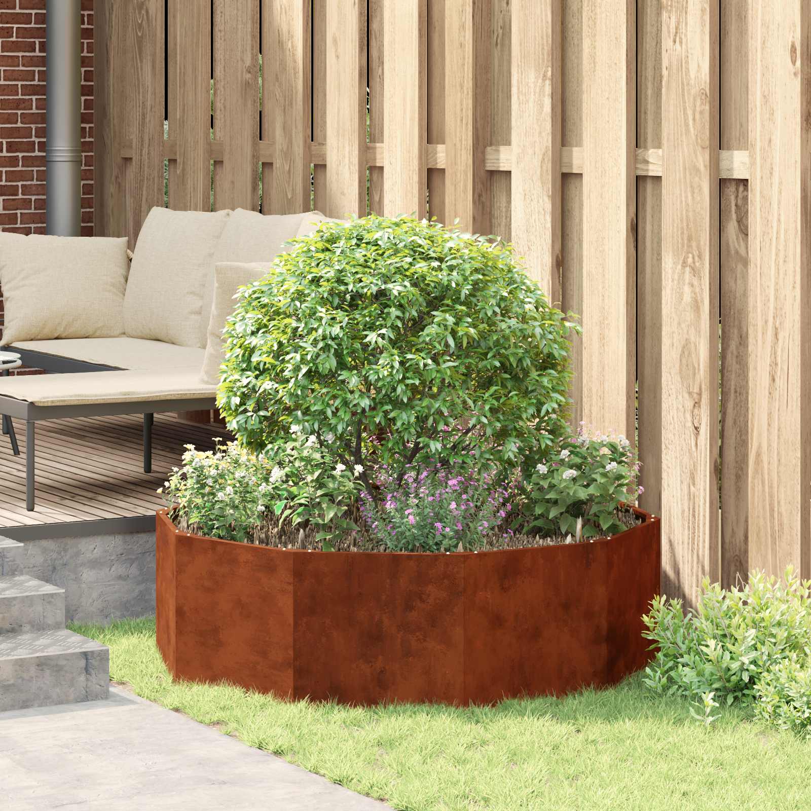 Γλάστρα Σκ rusty 120 x 120 x 35 εκ Ατσάλι Σκληρυθέν στον Αέρα