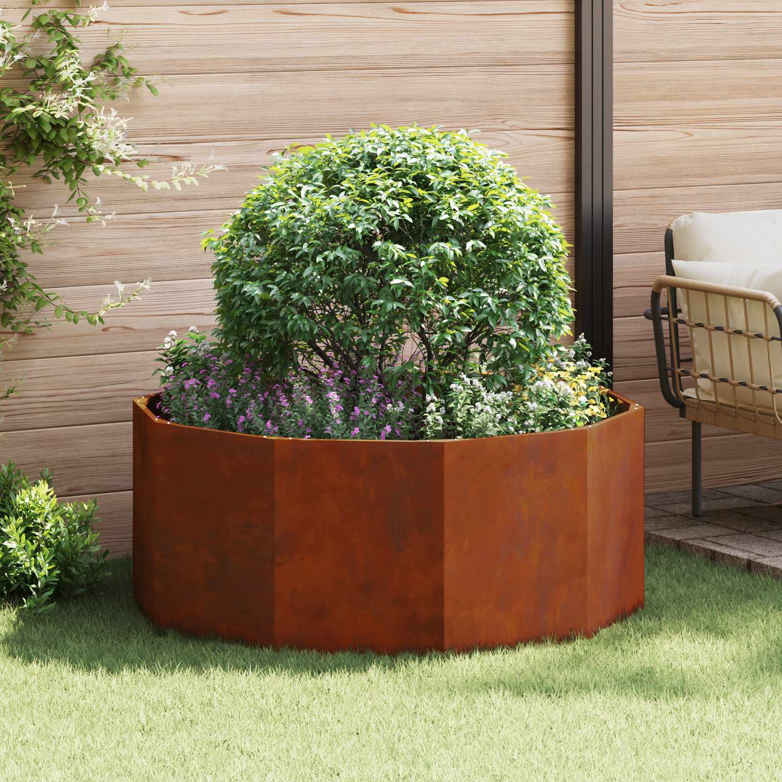 Γλάστρα Σκ rusty 120 x 120 x 50 εκ Ατσάλι Σκληρυθέν στον Αέρα