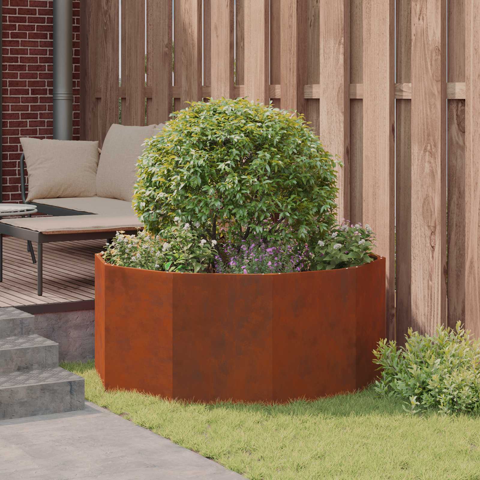 Γλάστρα Σκ rusty 120 x 120 x 50 εκ Ατσάλι Σκληρυθέν στον Αέρα