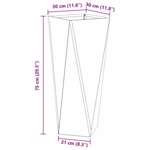 Γλάστρα Μαύρο 30 x 30 x 75 εκ Ατσάλι