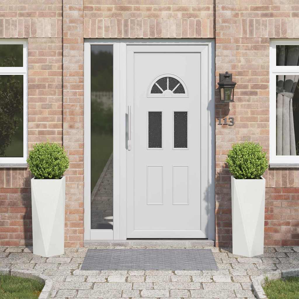 Γλάστρα 2 pcs Λευκό 30 x 30 x 75 εκ Ατσάλι