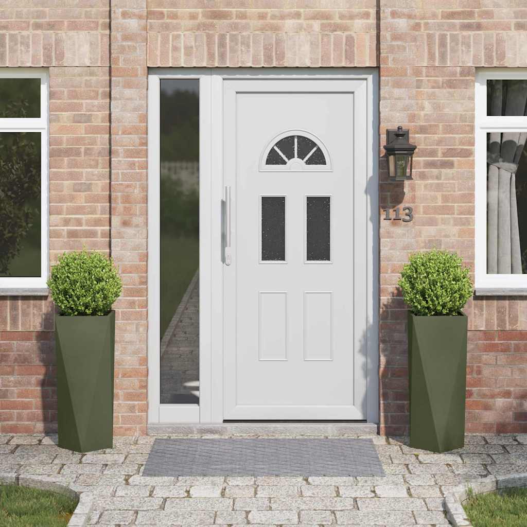 Γλάστρα 2 pcs Ελιά Πράσινη 30 x 30 x 75 εκ Ατσάλι