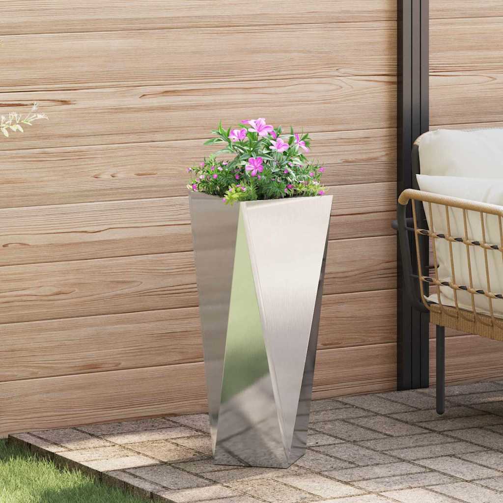 Γλάστρα Ασημί 30 x 30 x 75 εκ Ανοξείδωτο ατσάλι - Pakobazaar