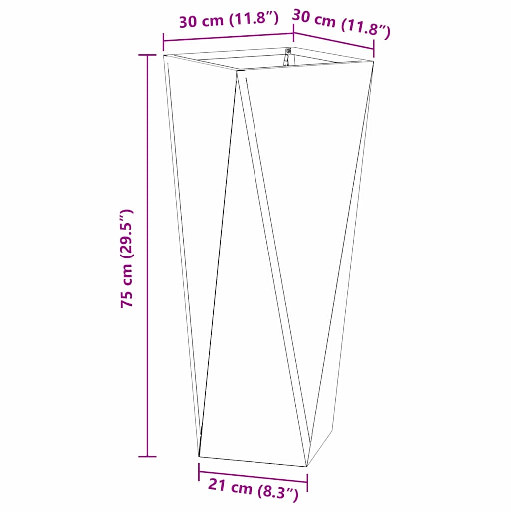 Γλάστρα Ασημί 30 x 30 x 75 εκ Ανοξείδωτο ατσάλι - Pakobazaar