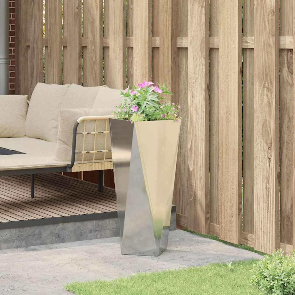 Γλάστρα Ασημί 30 x 30 x 75 εκ Επικαλυμμένος Χάλυβας - Pakobazaar