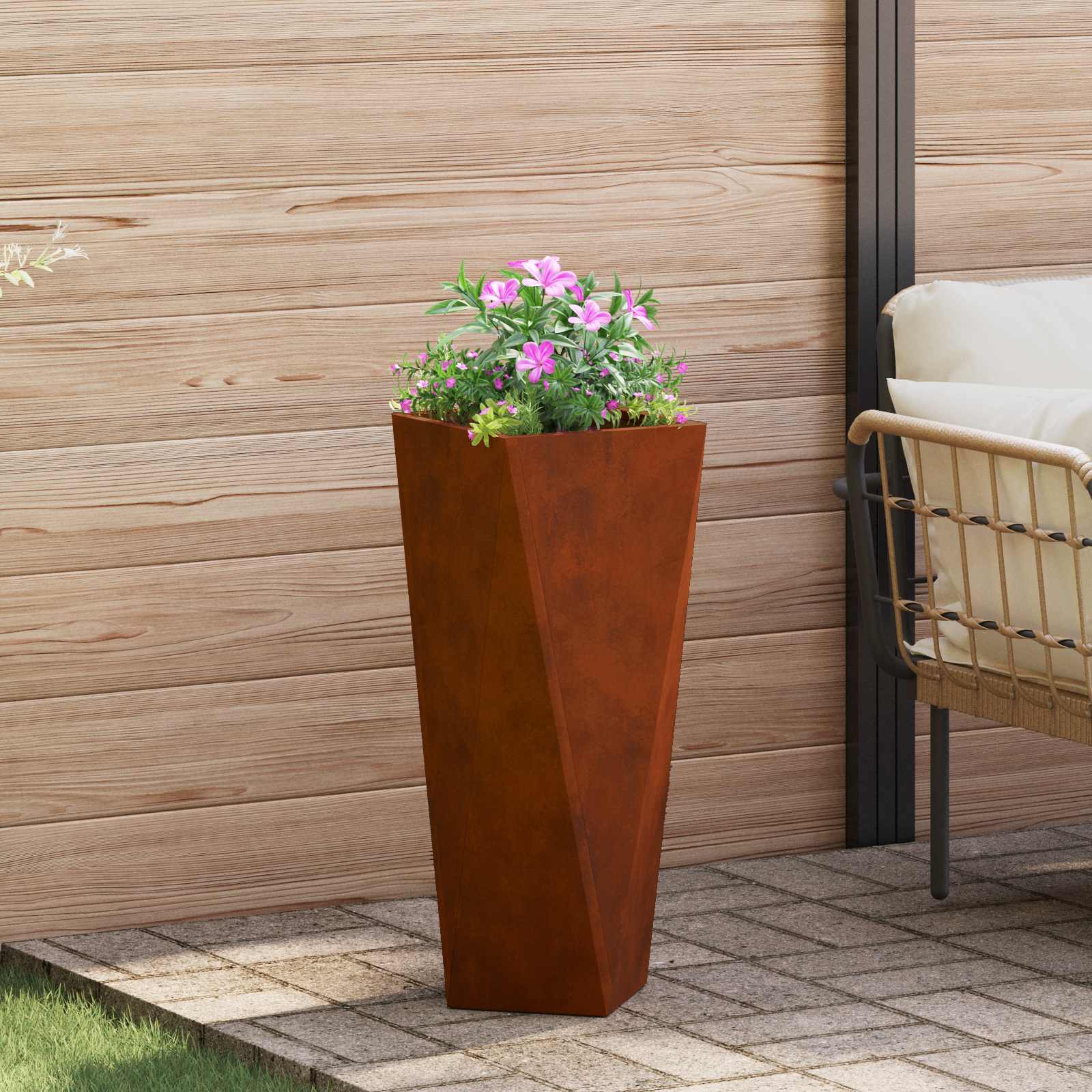 Γλάστρα Σκ rusty 30 x 30 x 75 εκ Ατσάλι Σκληρυθέν στον Αέρα - Pakobazaar