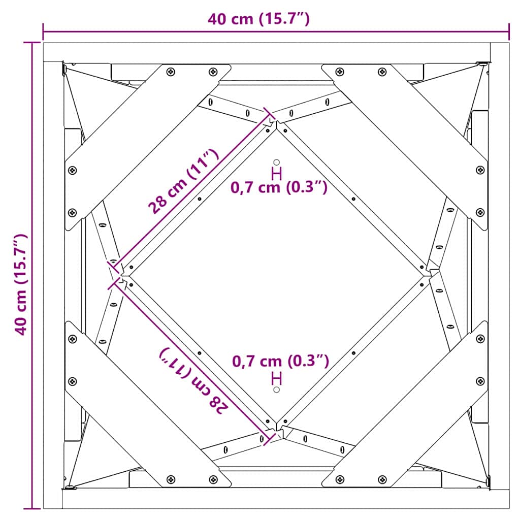 Γλάστρα 2 pcs Μαύρο 40 x 40 x 75 cm Ατσάλι