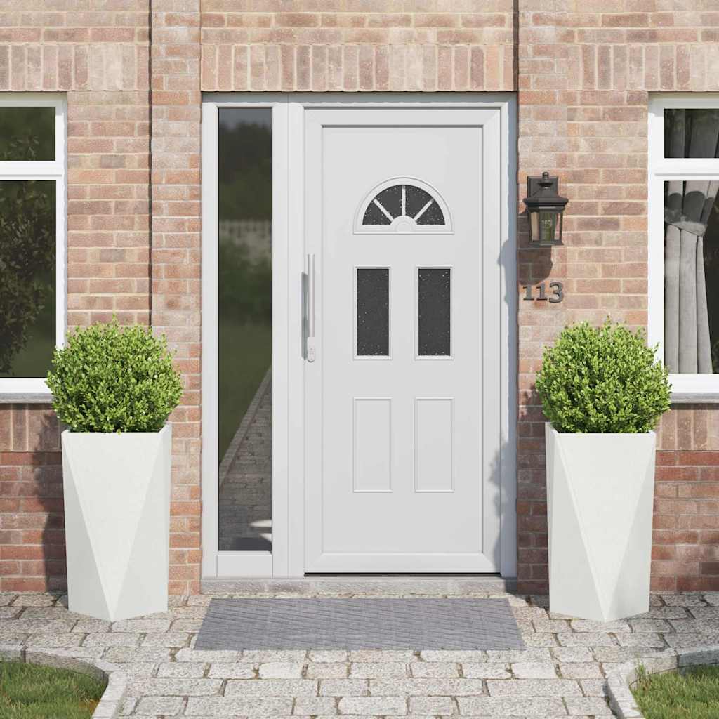 Γλάστρα 2 pcs Λευκό 40 x 40 x 75 cm Ατσάλι - Pakobazaar