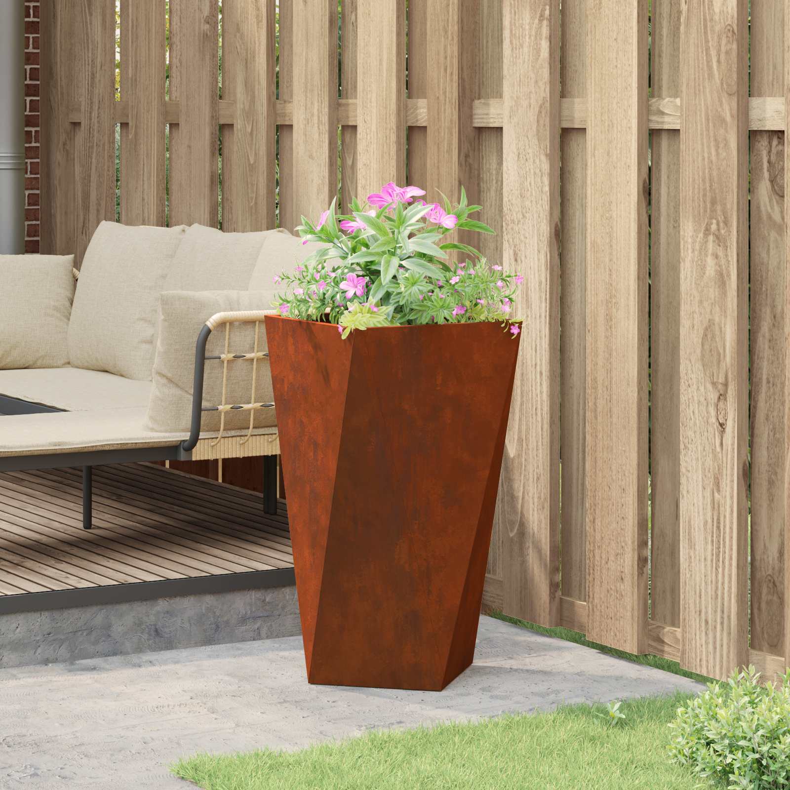Γλάστρα Σκ rusty 40 x 40 x 75 cm Ατσάλι Σκληρυθέν στον Αέρα - Pakobazaar