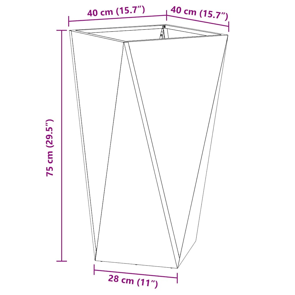 Γλάστρα Σκ rusty 40 x 40 x 75 cm Ατσάλι Σκληρυθέν στον Αέρα - Pakobazaar
