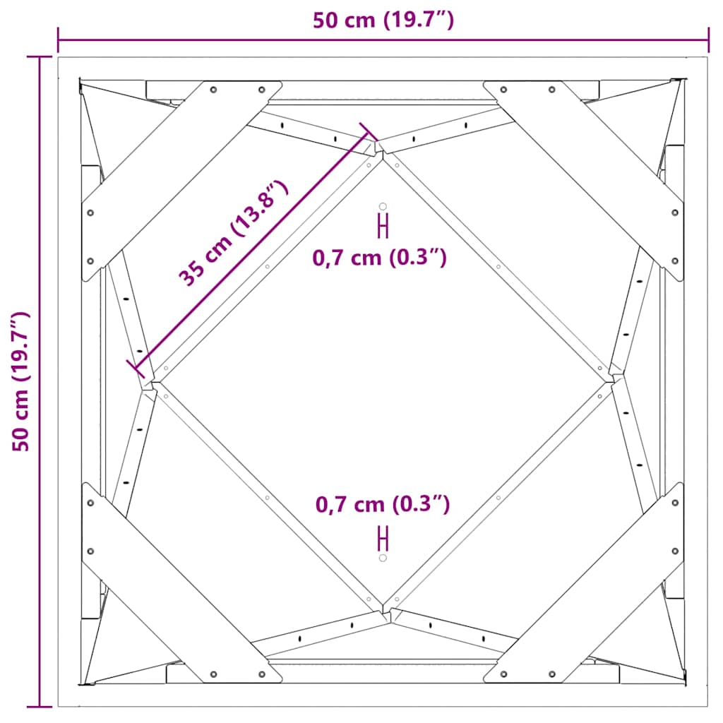 Γλάστρα 2 pcs Μαύρο 50 x 50 x 75 cm Ατσάλι