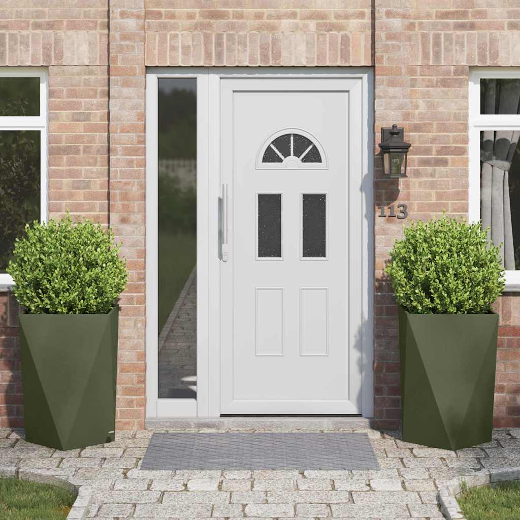 Γλάστρα 2 pcs Ελιά Πράσινη 50 x 50 x 75 cm Ατσάλι