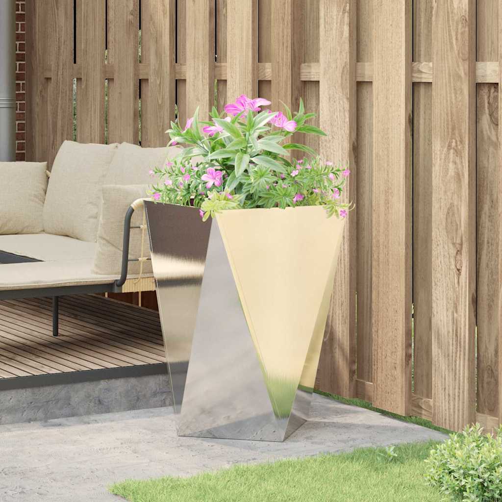 Γλάστρα Ασημί 50 x 50 x 75 cm Ανοξείδωτο ατσάλι