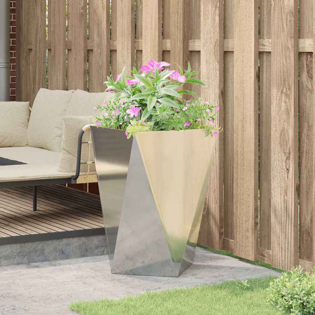 Γλάστρα Ασημί 50 x 50 x 75 cm Επικαλυμμένος Χάλυβας